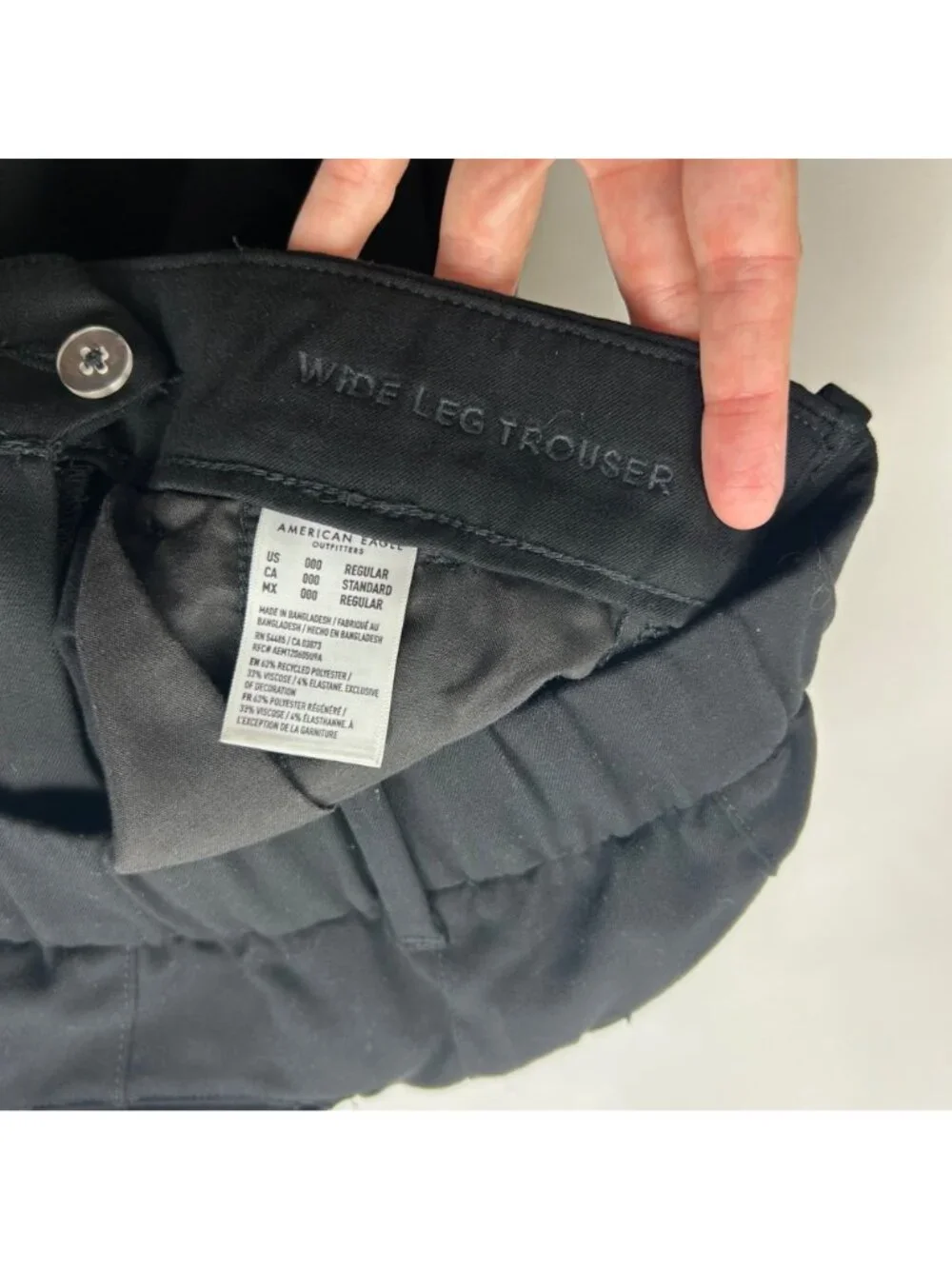 American Eagle Black Soft Drape Wide Leg Canvas Pant 000R